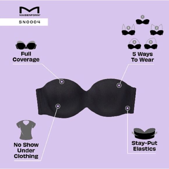 Women’s Maidenform Strapless Lift Underwire Bra Size 36D - Picture 11 of 14